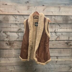 Brown Shearling Vest Boho Chic Winter